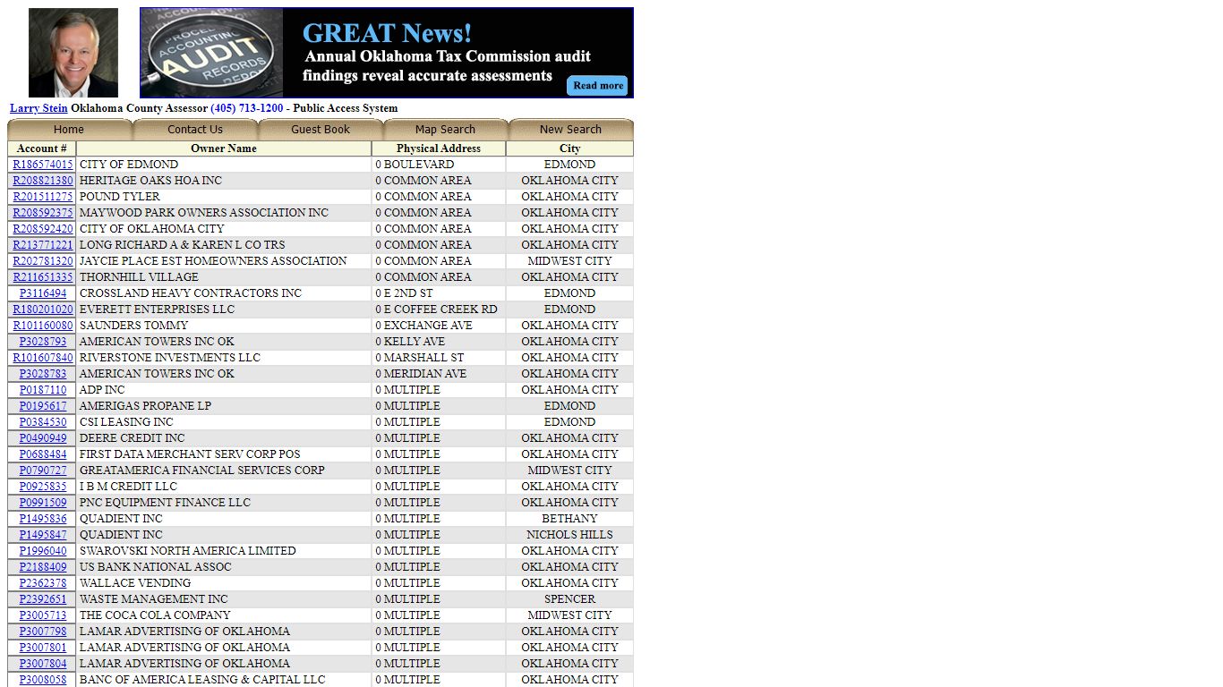 WP50 Oklahoma County Assessor Address Search